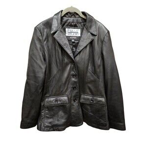 Vintage Womens Large Wilson’s Pelle Studio Soft Blk 100% Leather Jacket *Nice*